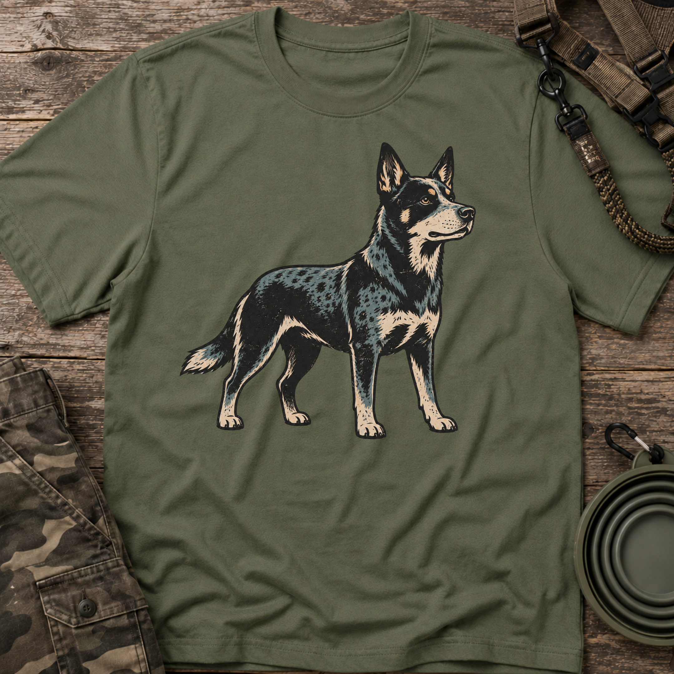 Australian Cattle Dog Graphic T‑Shirt — Vintage Dog Illustration Tee